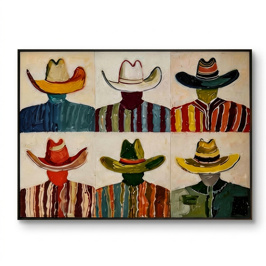 Colorful Cowboy Portrait Wall Art for Modern Western Home Decor #CP043