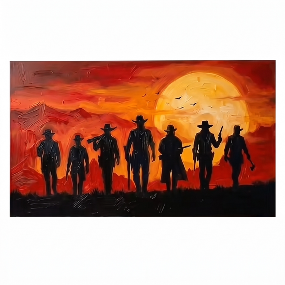 Western Cowboy Art | Wild Western Cowboy Sunset Oil Painting