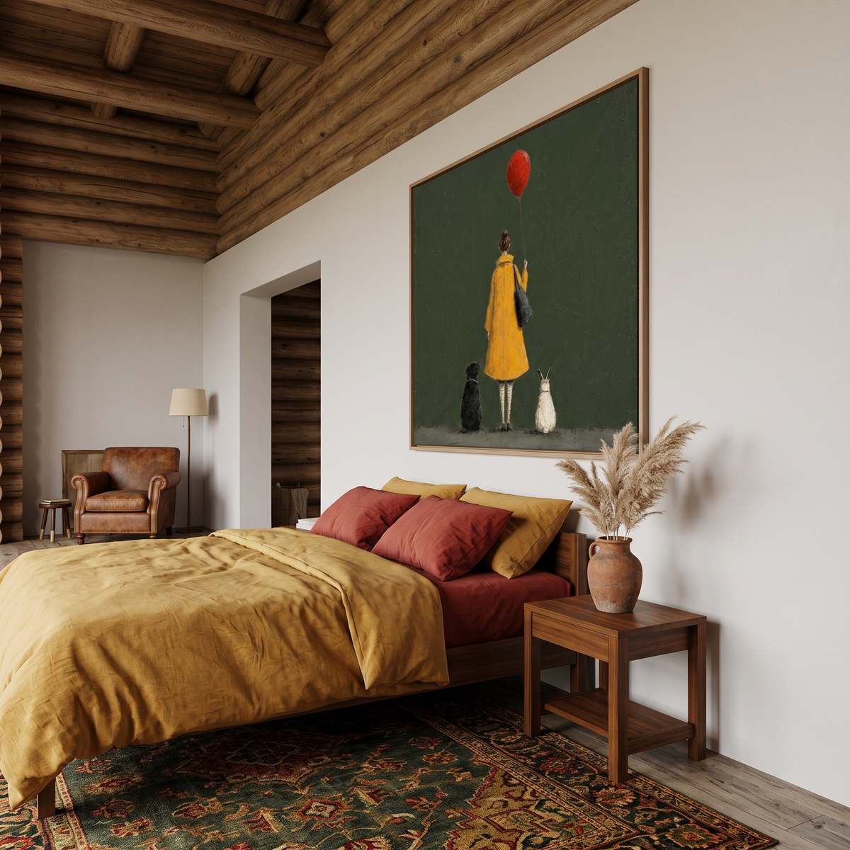 Contemporary Art | Red Balloon and Animal Friends