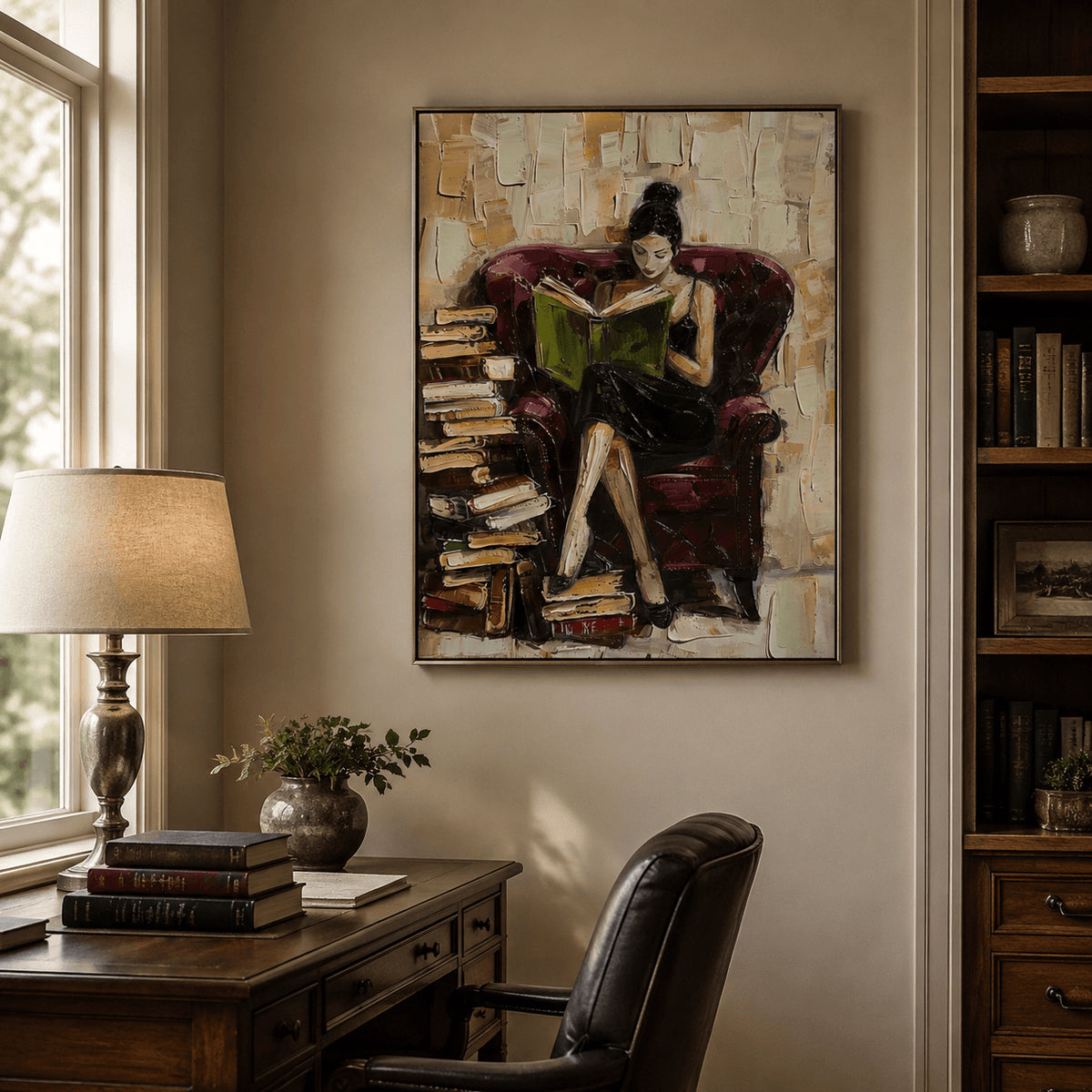 Impressionist Art | Burgundy Chair Read