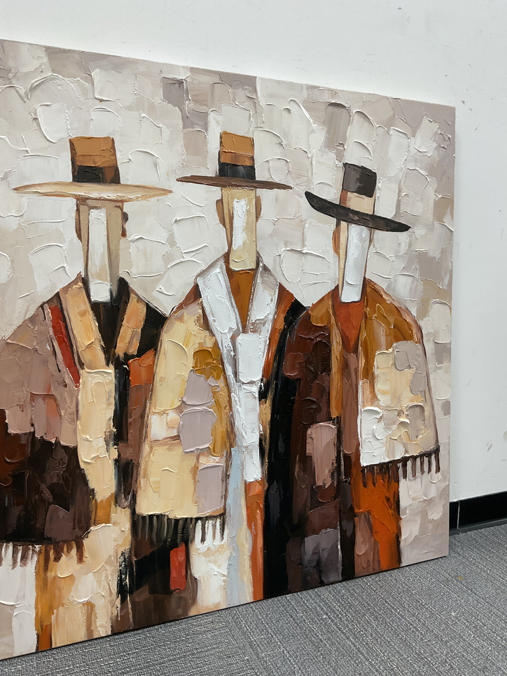 Gentlemen Trio - Textured Abstract Canvas Art - Real artwork photo