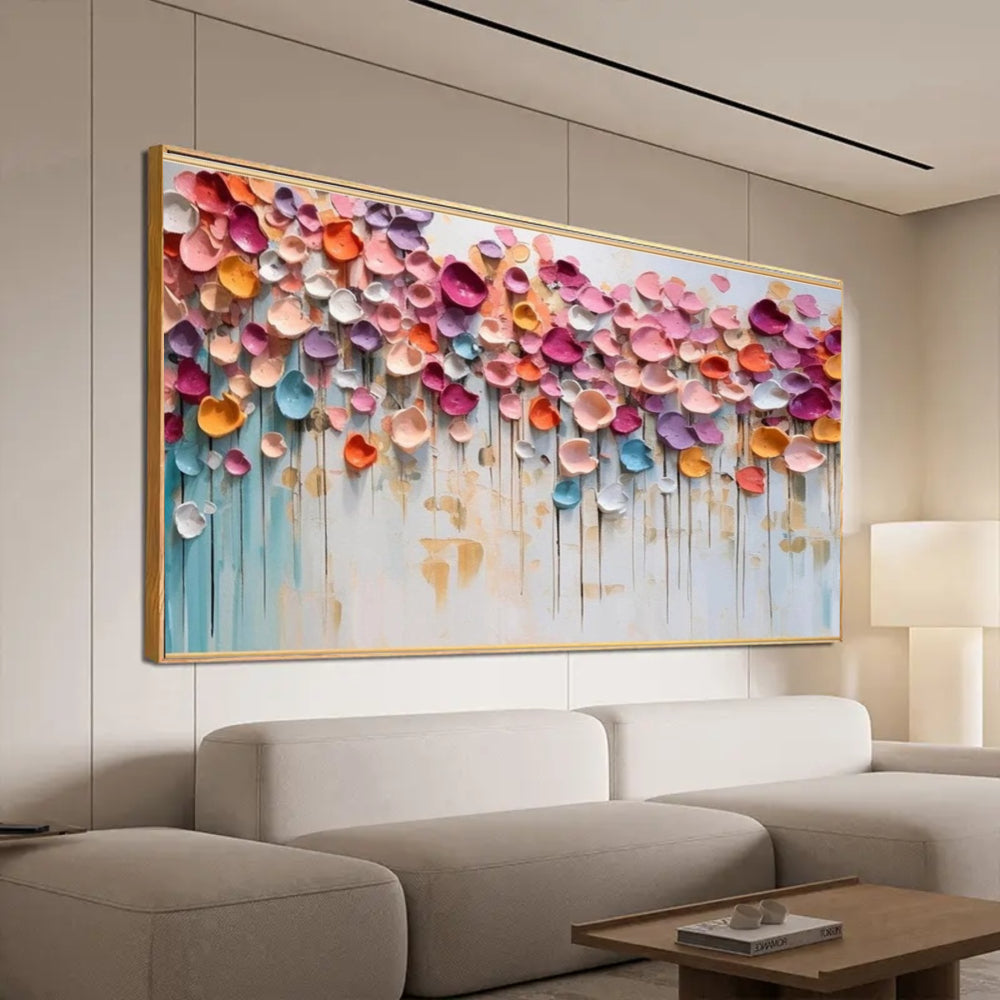 Colorful Floral Petal Wall Art – Abstract Textured Canvas Painting