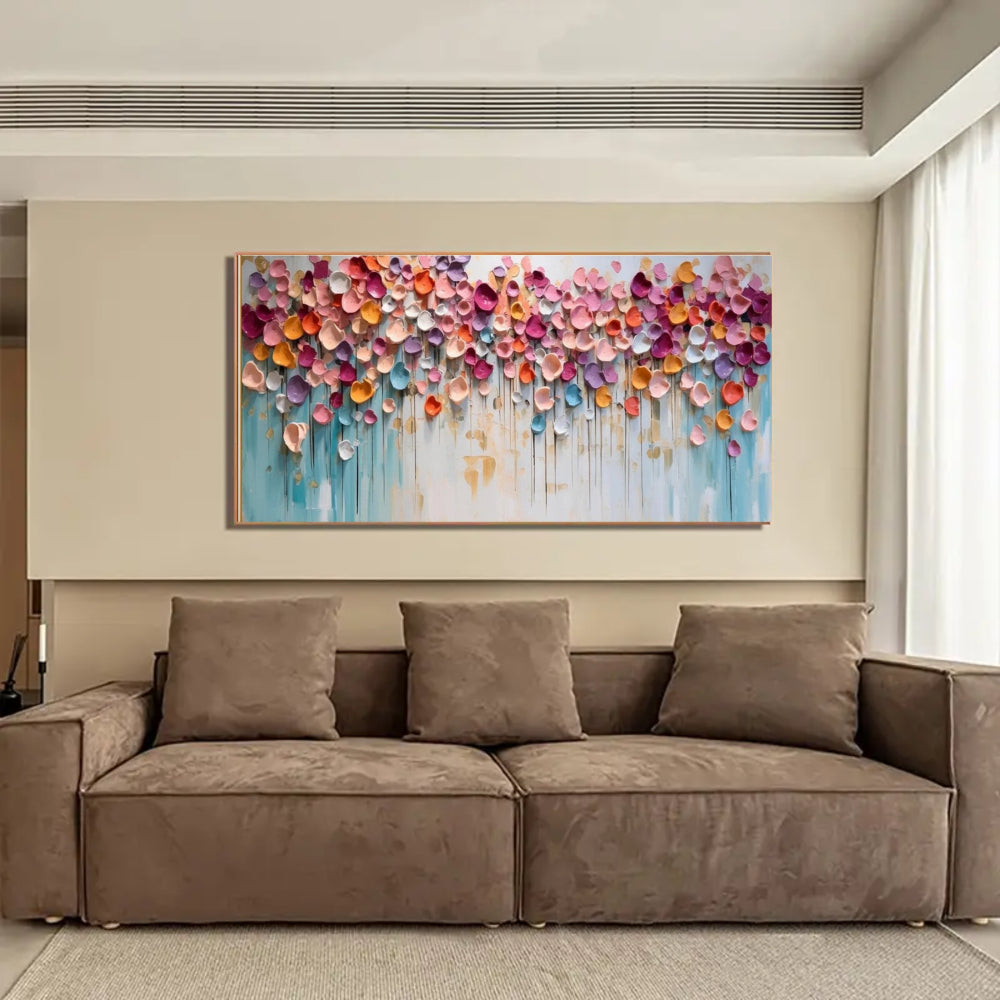 Colorful Floral Petal Wall Art – Abstract Textured Canvas Painting