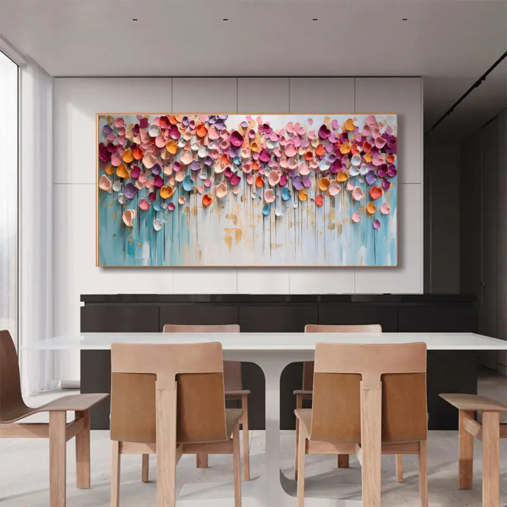 Colorful Floral Petal Wall Art – Abstract Textured Canvas Painting
