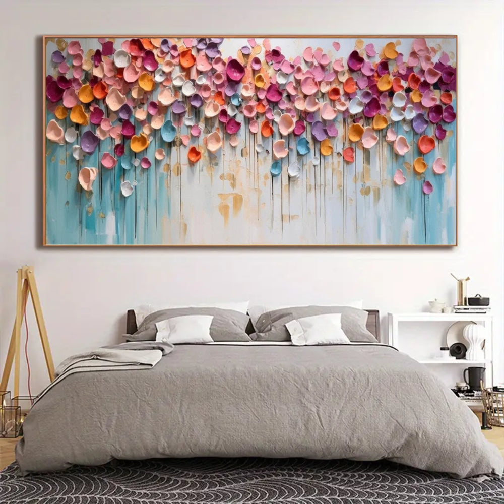 Colorful Floral Petal Wall Art – Abstract Textured Canvas Painting