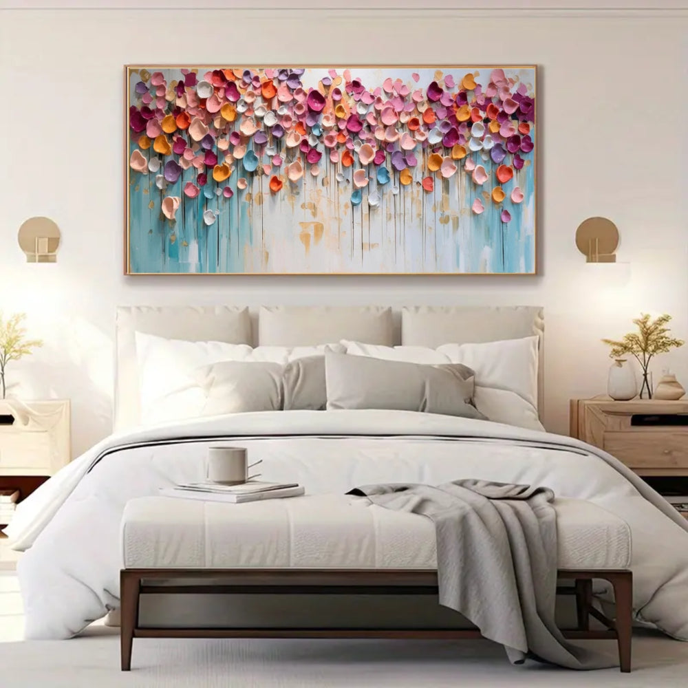 Colorful Floral Petal Wall Art – Abstract Textured Canvas Painting