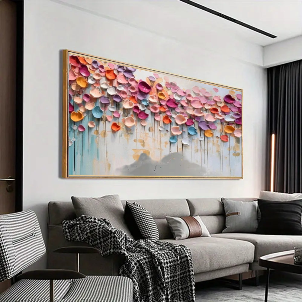 Colorful Floral Petal Wall Art – Abstract Textured Canvas Painting