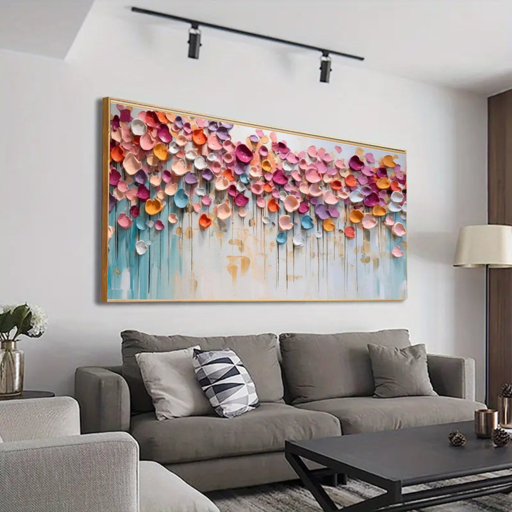 Colorful Floral Petal Wall Art – Abstract Textured Canvas Painting