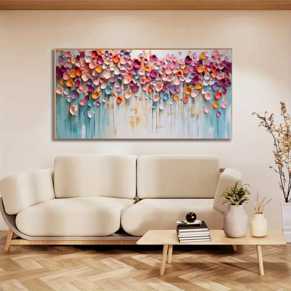 Colorful Floral Petal Wall Art – Abstract Textured Canvas Painting