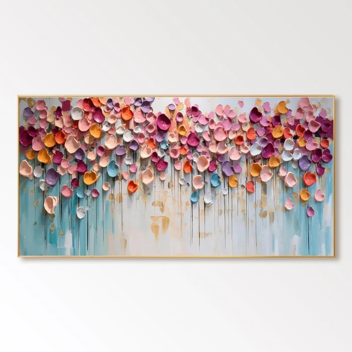 Colorful Floral Petal Wall Art – Abstract Textured Canvas Painting