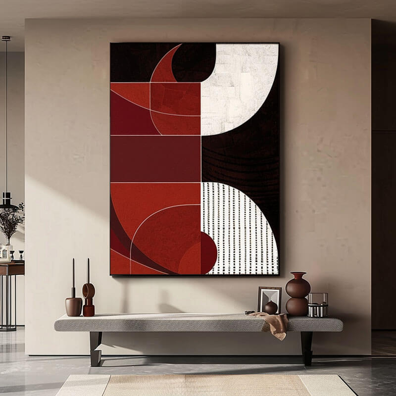 Red and Black Composition in Abstract Form