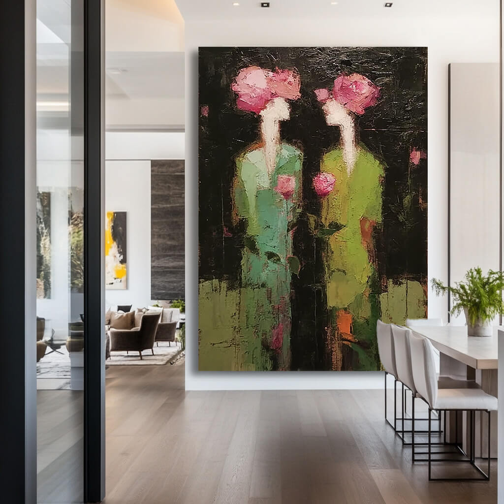 Botanical Reverie in Green and Rose