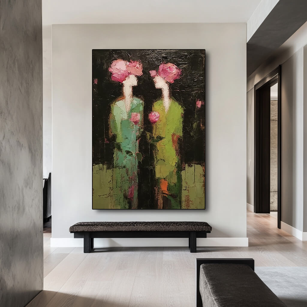 Botanical Reverie in Green and Rose