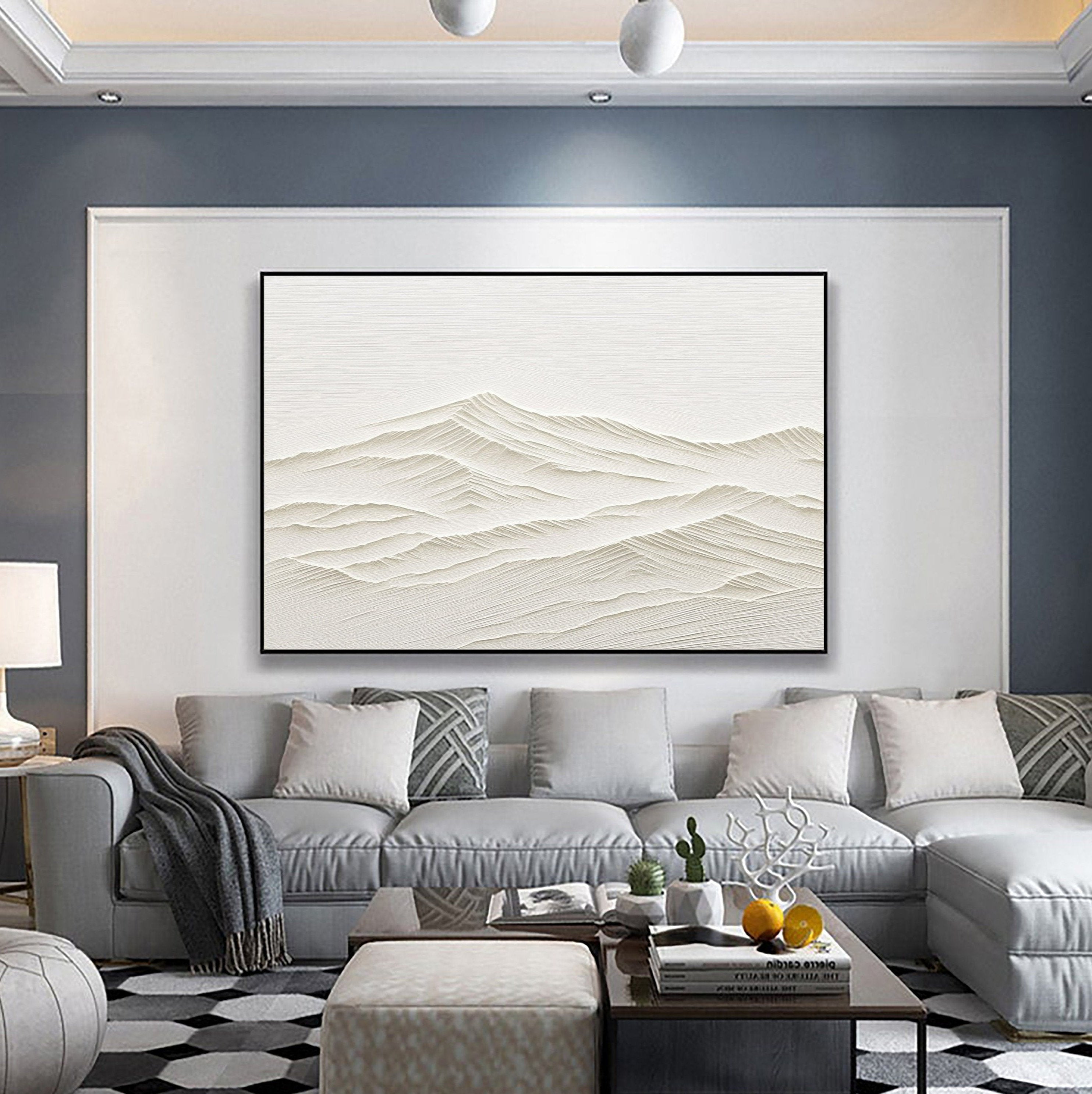 3D Textured White Mountain Range Wall Art