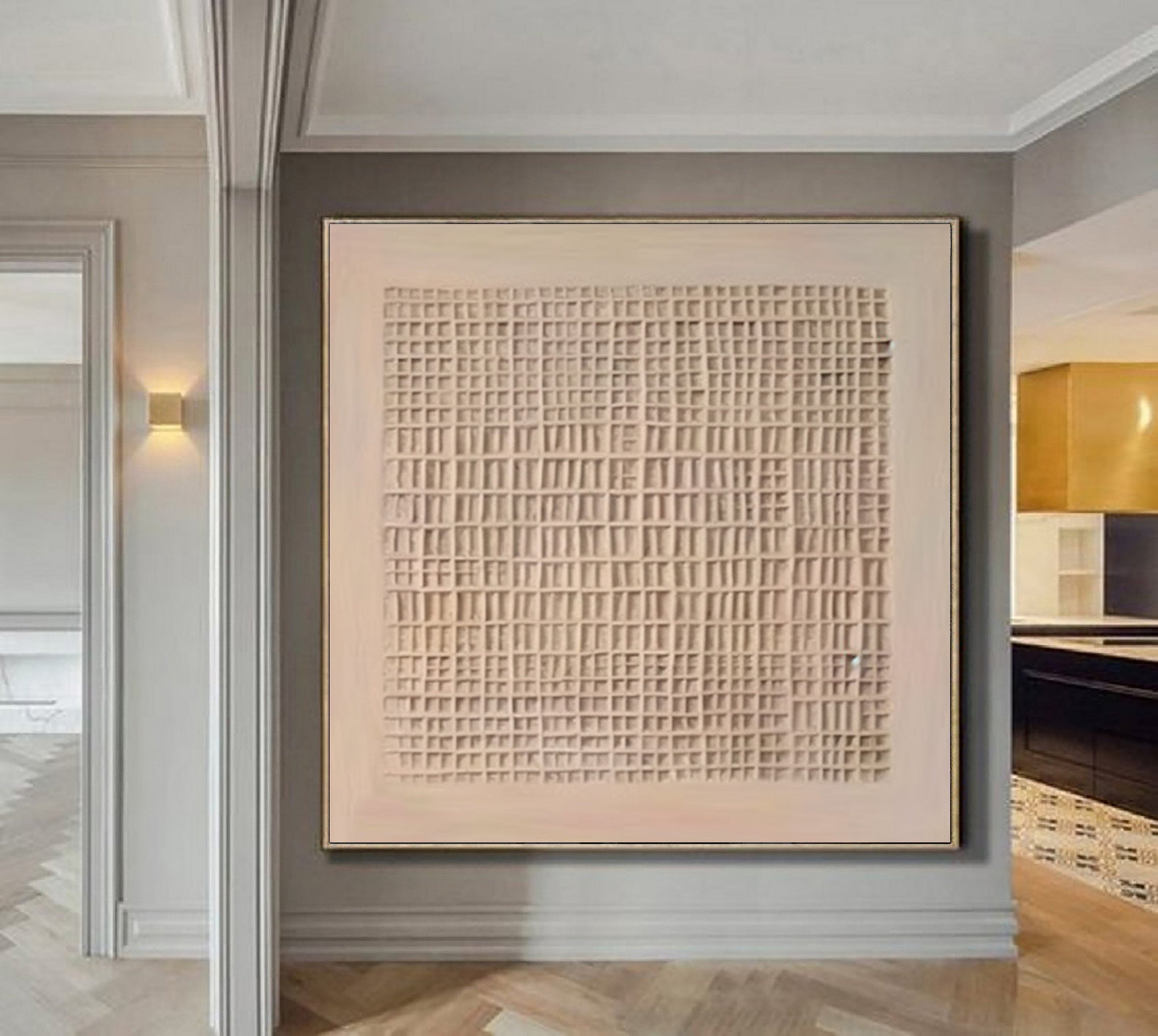 Minimalist Textured Neutral Wall Art – Abstract Geometric Canvas