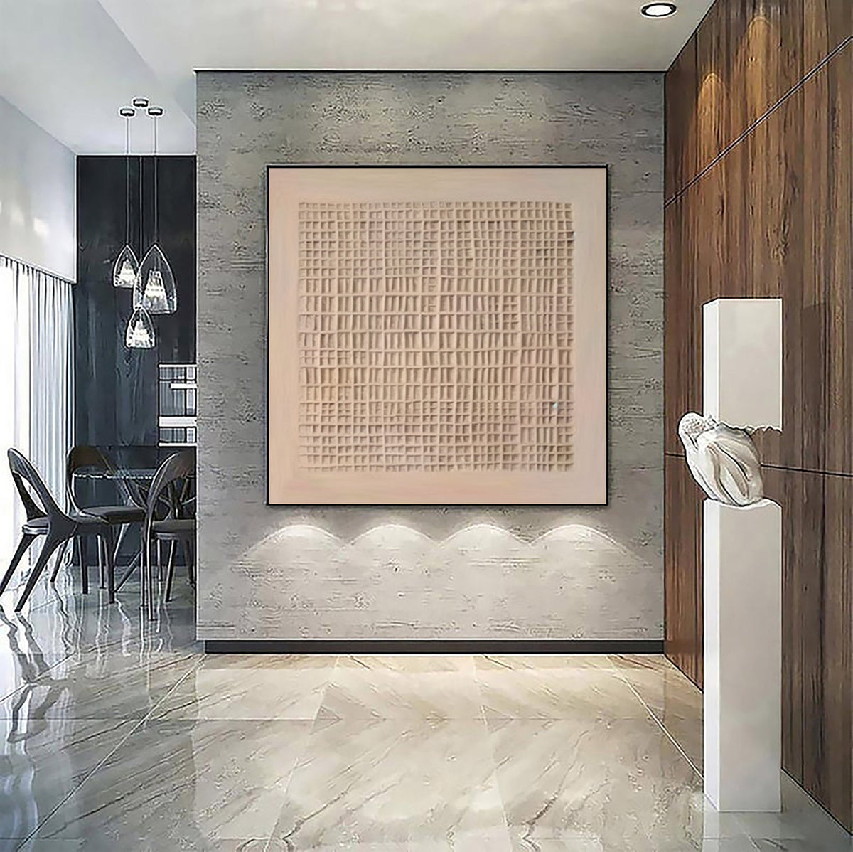 Minimalist Textured Neutral Wall Art – Abstract Geometric Canvas