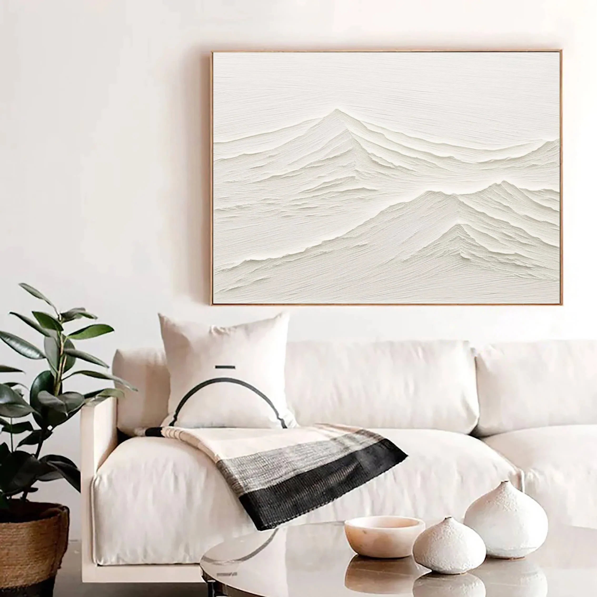 Textured White Dune Relief Art