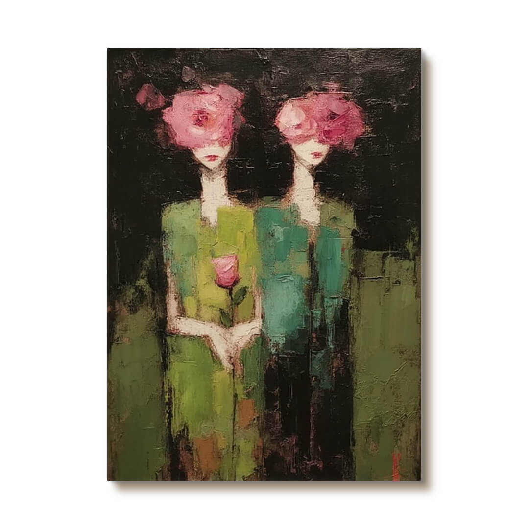 Midsummer Revelry - Modern Abstract Botanical Personage Oil Painting