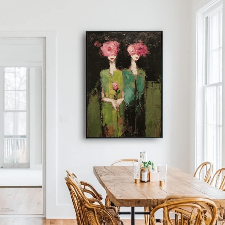 Midsummer Revelry - Modern Abstract Botanical Personage Oil Painting