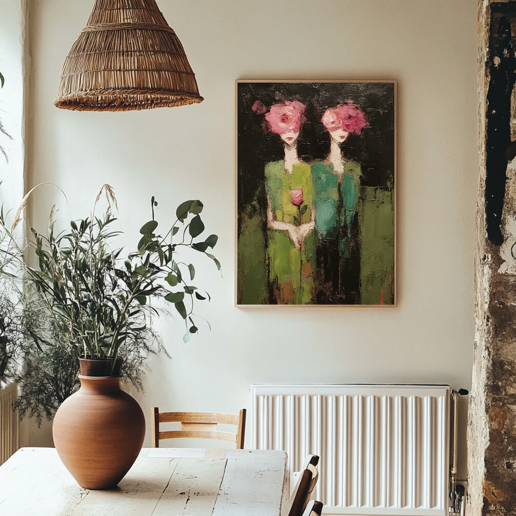Midsummer Revelry - Modern Abstract Botanical Personage Oil Painting