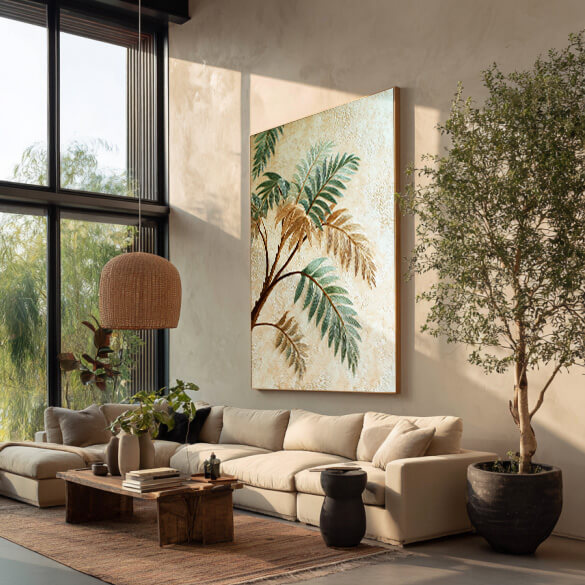 Narrative of Veins - Large Wabi Sabi Texture Tropical Palm Leaf Wall Art