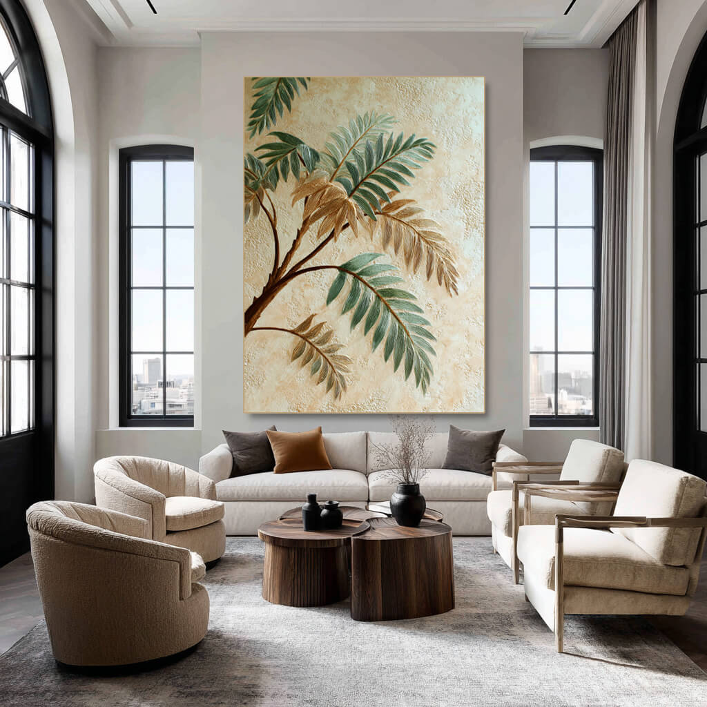 Narrative of Veins - Large Wabi Sabi Texture Tropical Palm Leaf Wall Art