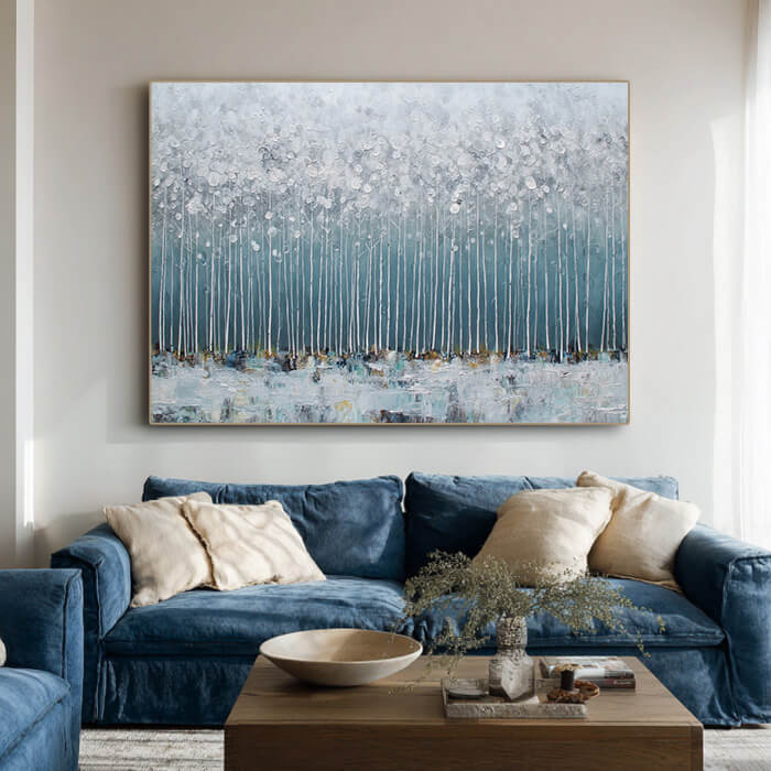 Ode to Snow - Abstract White Forest Oil Painting