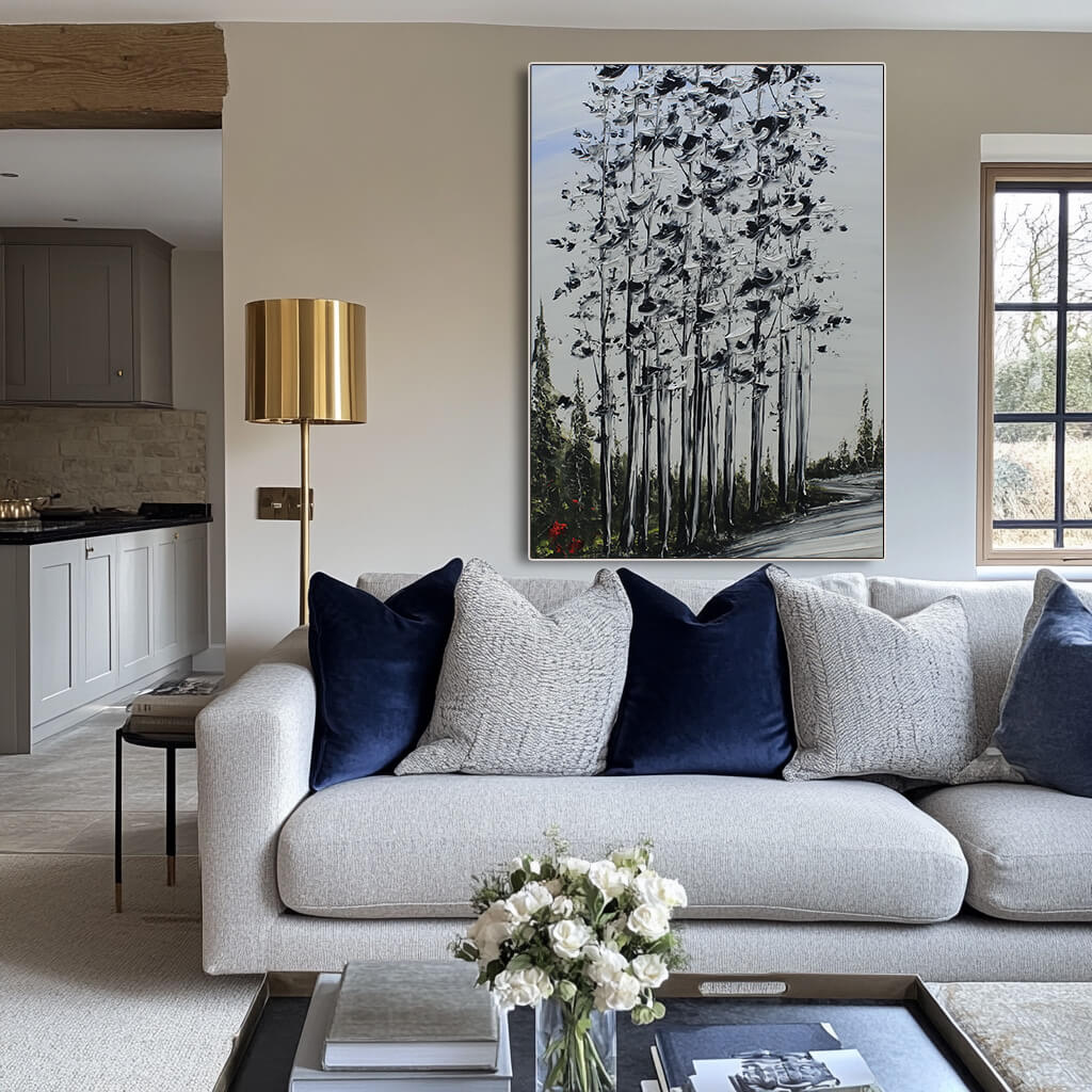 Path Through Woods - Large Modern Impasto Texture Decor Wall Art