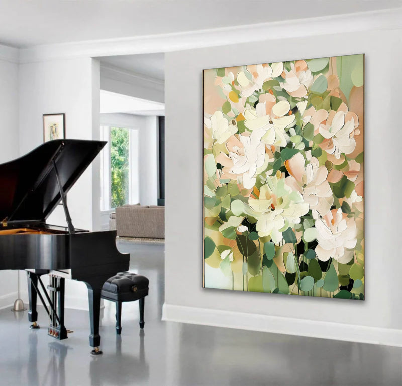 Neutral Floral Wall Art – Minimalist Abstract Flower Canvas