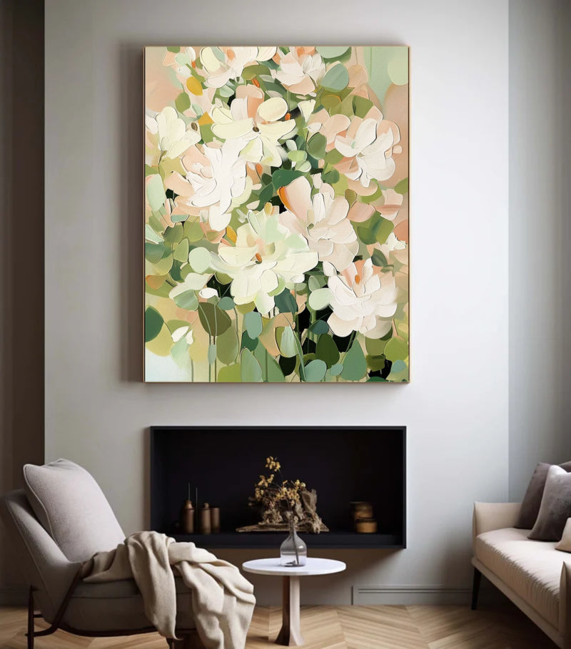 Neutral Floral Wall Art – Minimalist Abstract Flower Canvas
