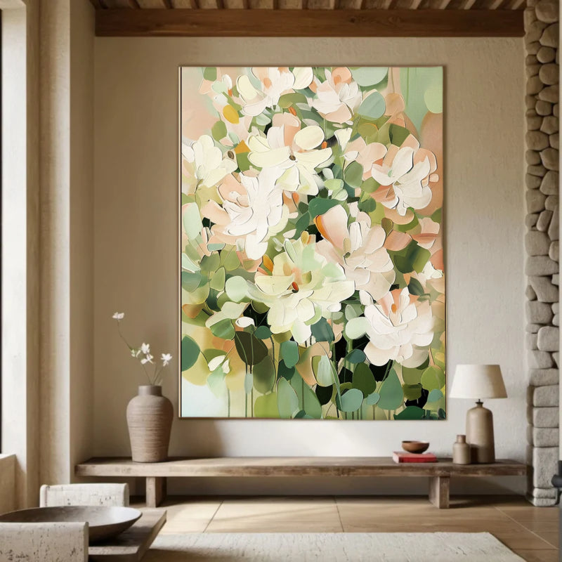 Neutral Floral Wall Art – Minimalist Abstract Flower Canvas