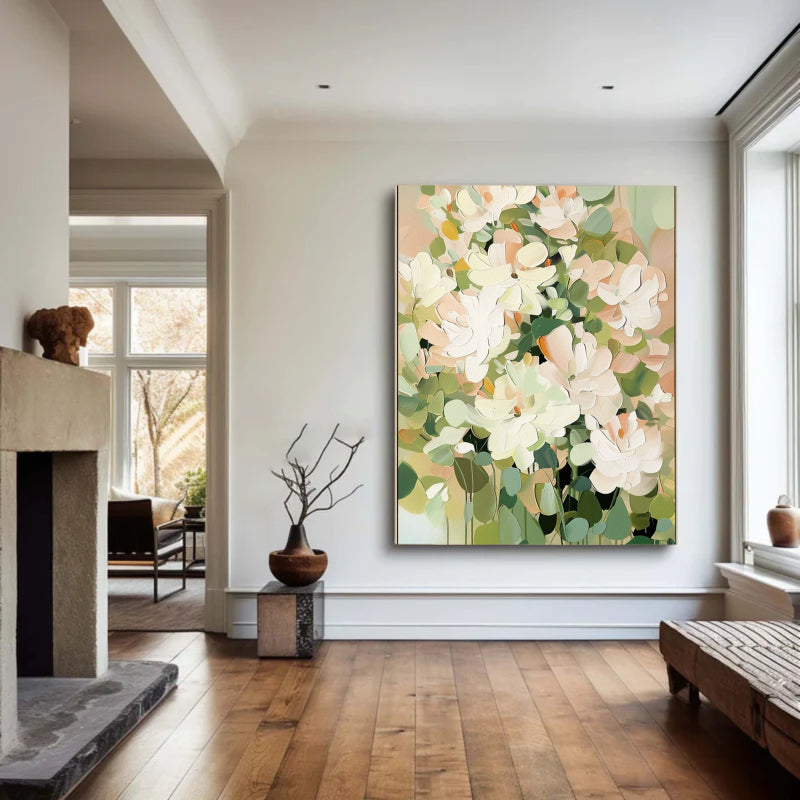 Neutral Floral Wall Art – Minimalist Abstract Flower Canvas