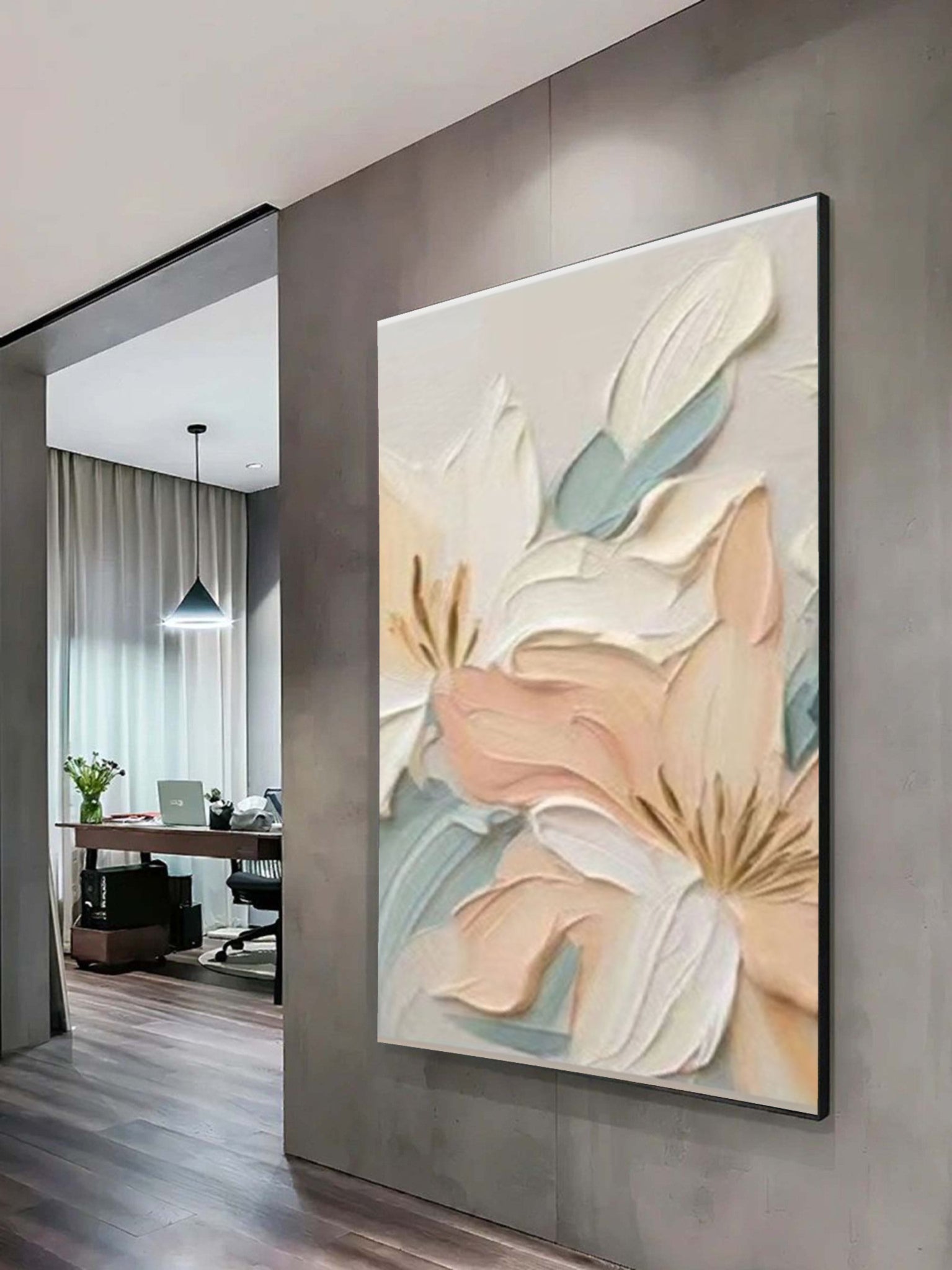 Hand-Sculpted Ivory Floral Wall Art