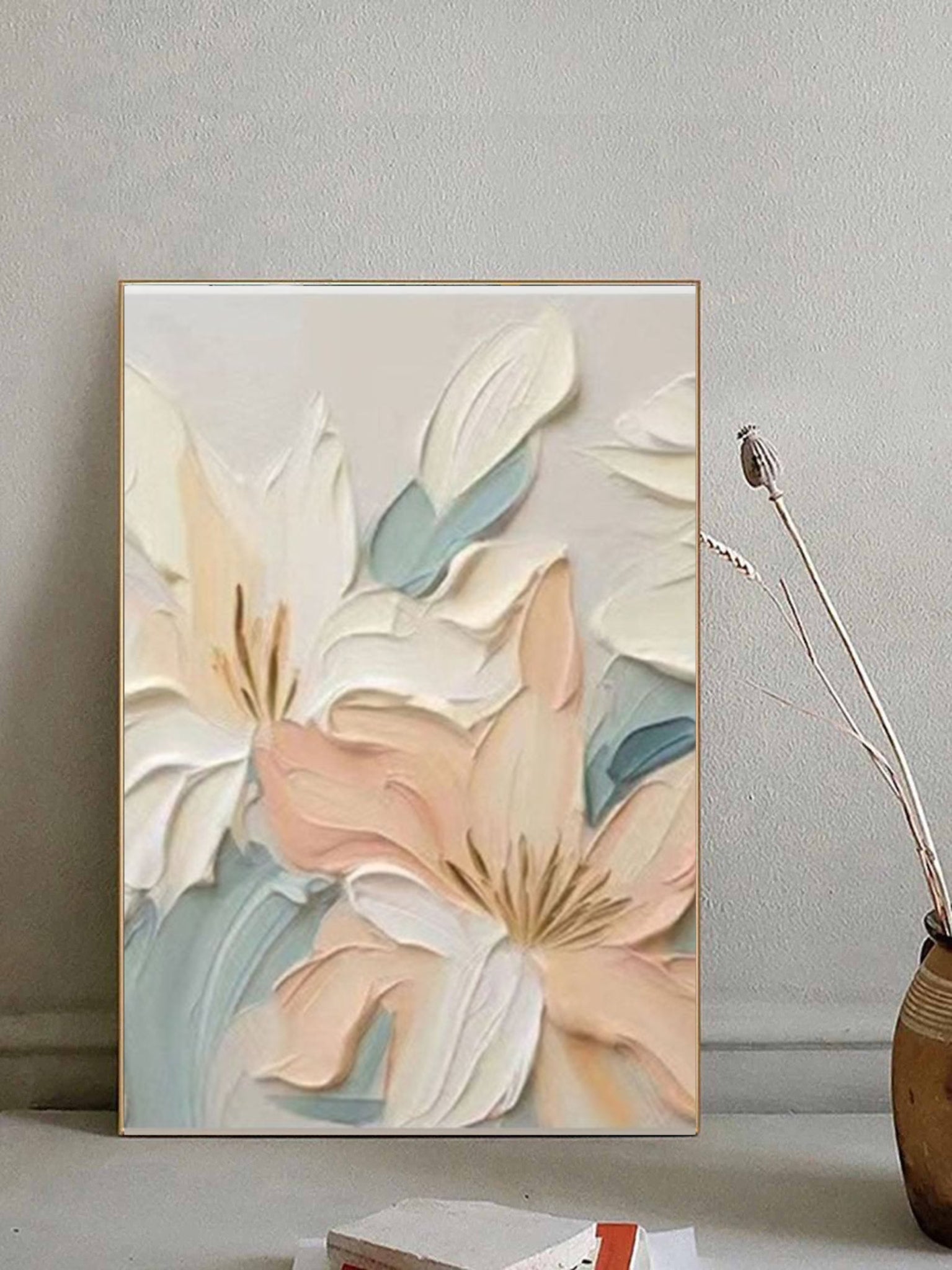 Hand-Sculpted Ivory Floral Wall Art