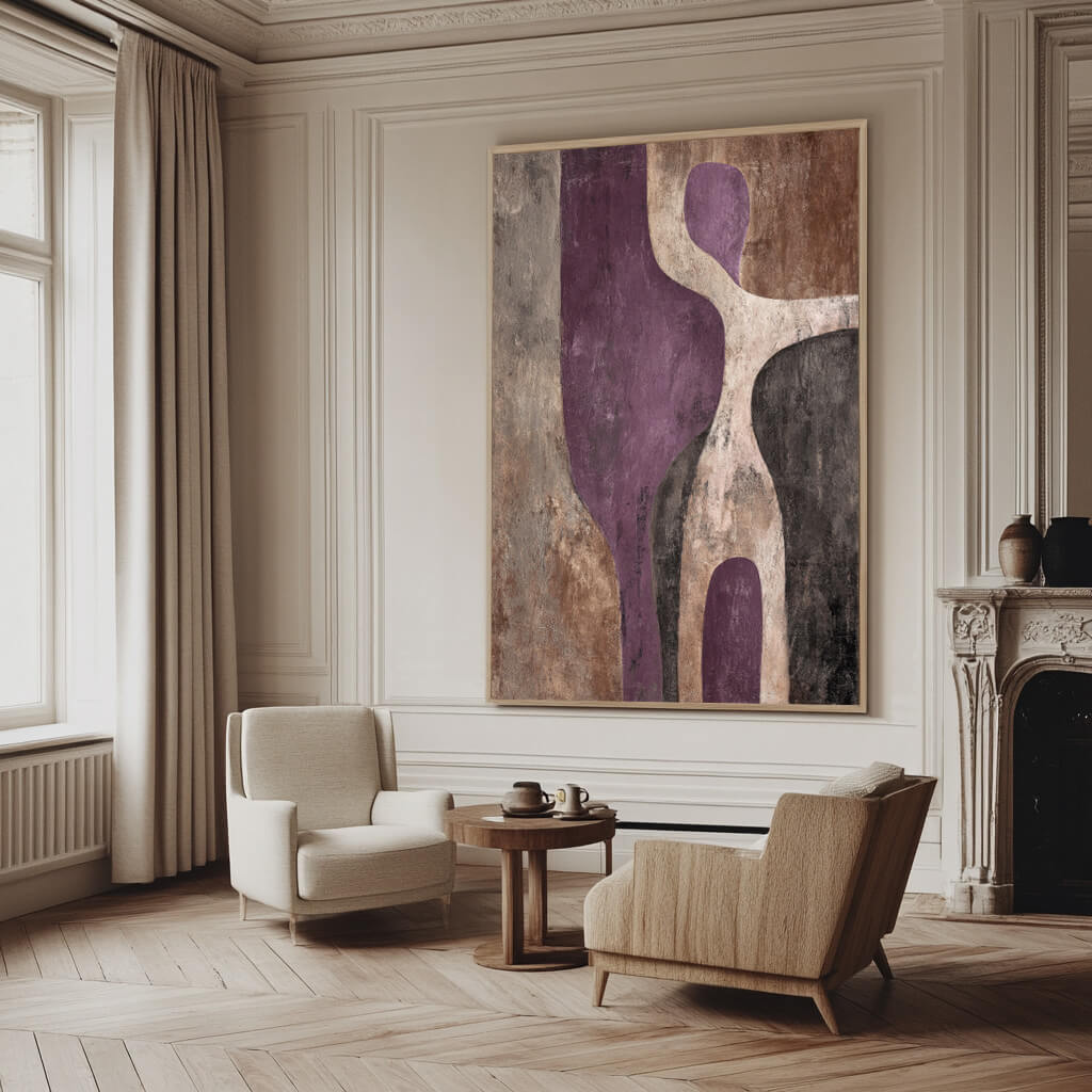 Purple Monsoon - Modern Abstract Textured Oil Painting