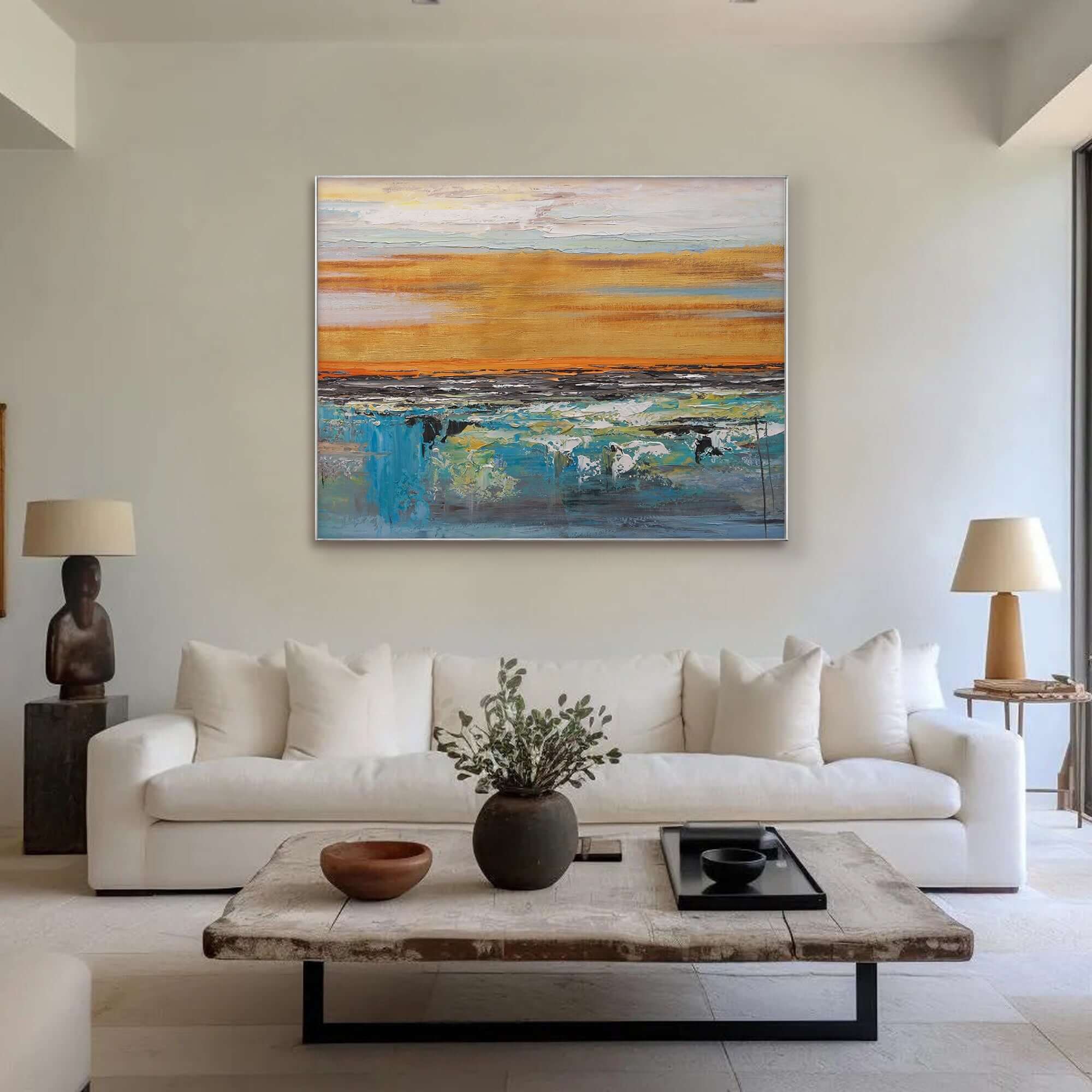 Rays of Life - Large Gold Abstract Wall Art
