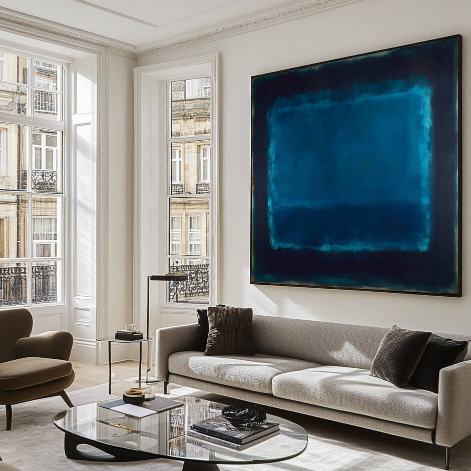Silent Blue Echoes - Large Abstract Blue Color Field Wall Art