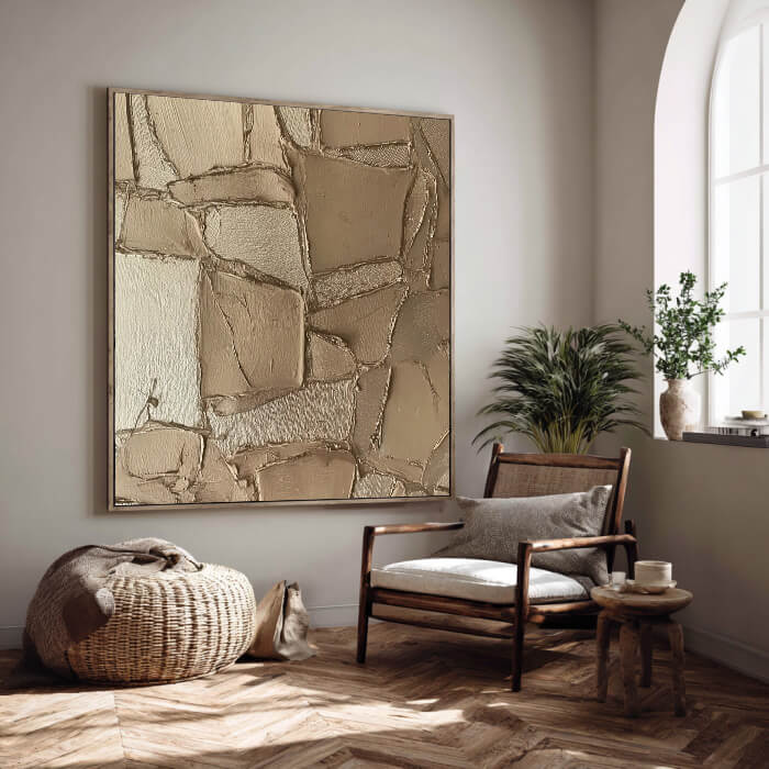 Silent Folds - Large Abstract Hand Painted Wabi Sabi Wall Art