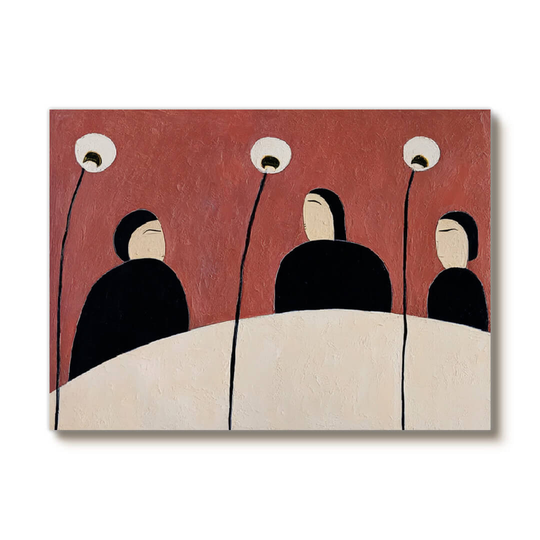 Silent Gathering - Large Abstract Figure Floral Decor Wall Art