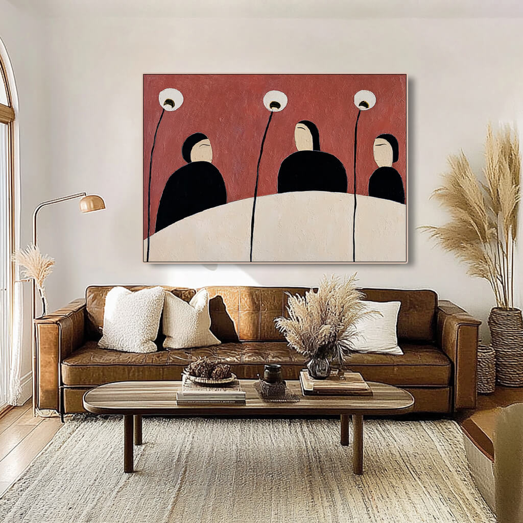 Silent Gathering - Large Abstract Figure Floral Decor Wall Art