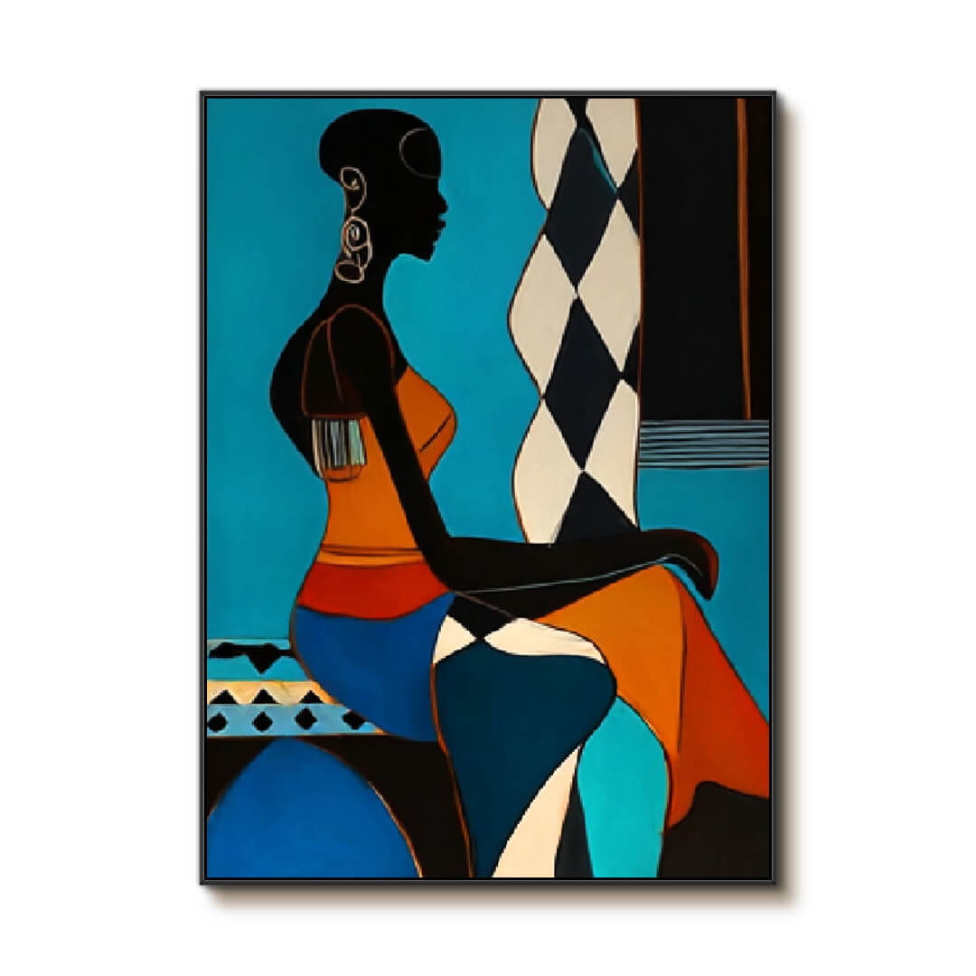 Silhouette in Azure - Large Modern Abstract Figure Wall Art