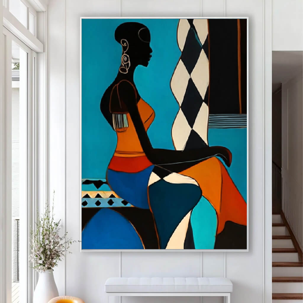 Silhouette in Azure - Large Modern Abstract Figure Wall Art