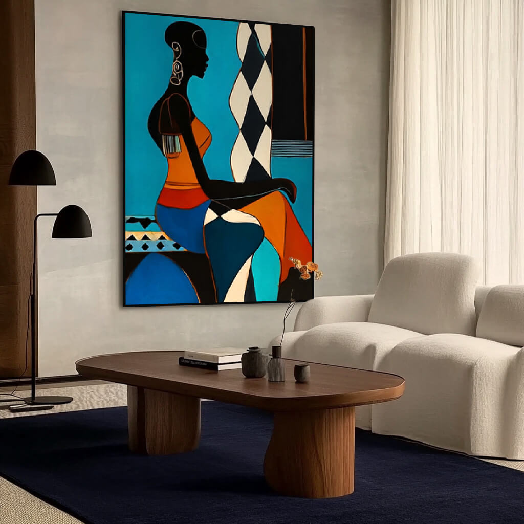 Silhouette in Azure - Large Modern Abstract Figure Wall Art