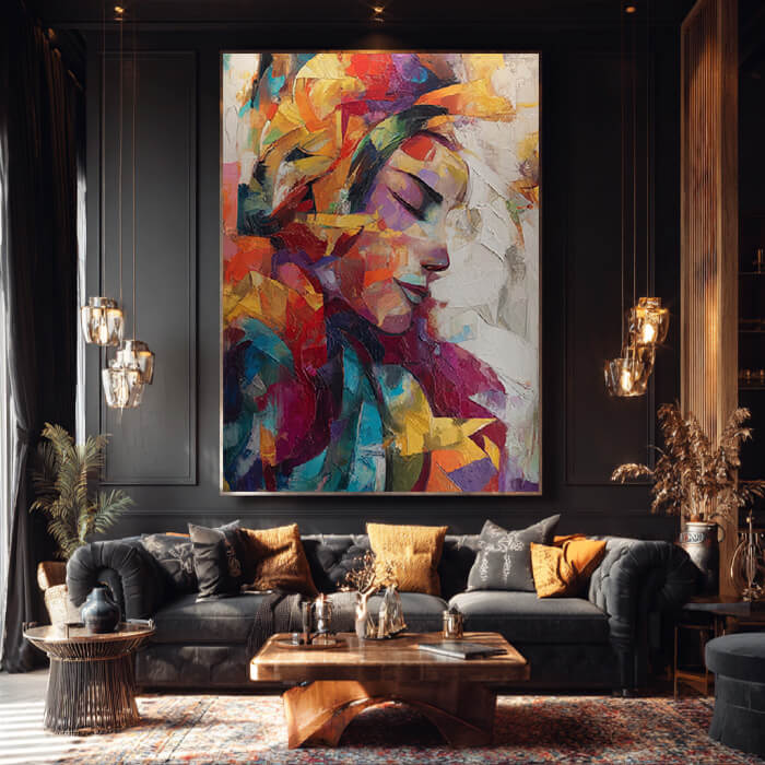Silhouette in Color - Large Modern Abstract Female Silhouette Wall Art