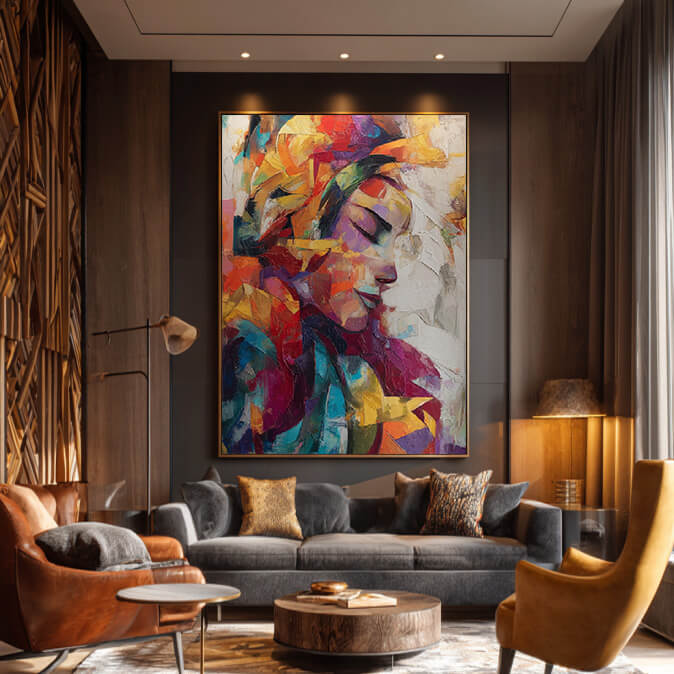 Silhouette in Color - Large Modern Abstract Female Silhouette Wall Art