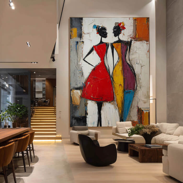 Sketch of Intimacy - Large Modern Minimalist Abstract Figure Oil Painting