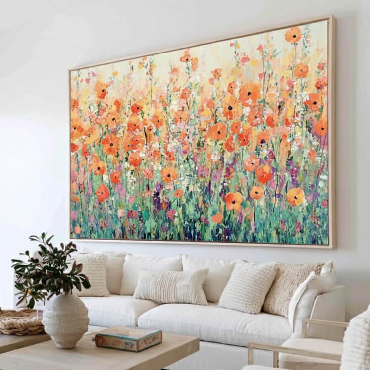 Solstice Sparks - Large Hand Painted Colorful Floral Canvas Art