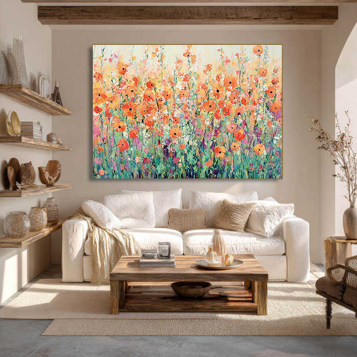 Solstice Sparks - Large Hand Painted Colorful Floral Canvas Art
