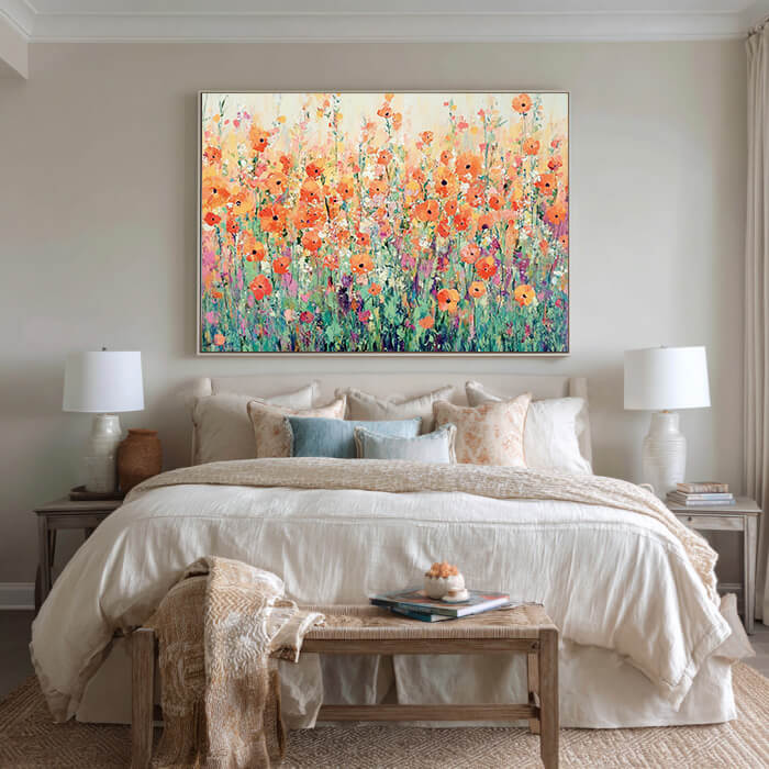 Solstice Sparks - Large Hand Painted Colorful Floral Canvas Art