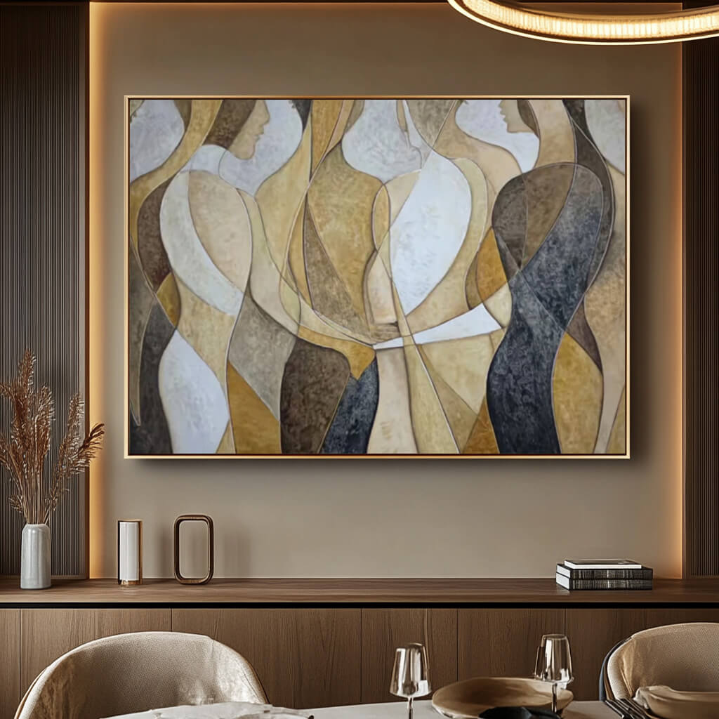 Souls Woven in Light - Large Modern Female Group Portrait Wall Art